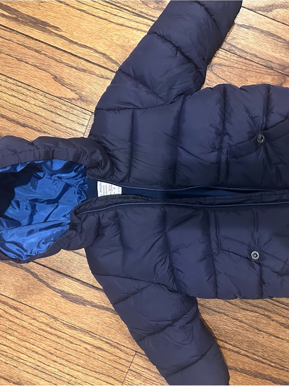 Zara Navy Puffer Jacket with Hood